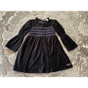 Matilda Jane Just Imagine Andi Dress Girls Size 4 Black Velour Grunge Goth Bell